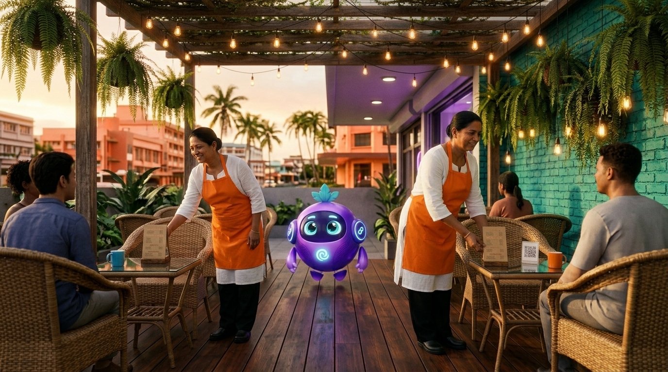 Linki at a cafe with QR table moments